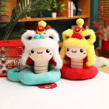 Плюшевая игрушка змея, талисман года змеи, китайский зодиак, плюшевая игрушка змея, новогодний декор для весеннего фестиваля красный