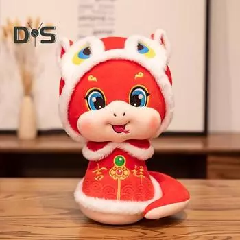 Плюшевая игрушка змея в китайском стиле, плюшевая змея со знаком зодиака, талисман, кукла, плюшевое животное, украшение для дома, офиса, спальни, подарок на Новый год в год змеи S