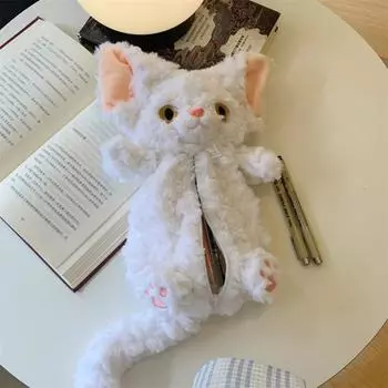 Плюшевая Кошка Кукла Пенал Имитация Кошачьей Ручки Мешочек Пенал Кошка Кукла Канцелярские Принадлежности Канцелярские Принадлежности белый/чёрный