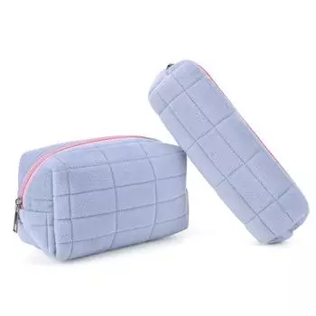 Плюшевая косметичка, косметичка большой емкости с сумкой для ручек, косметичка, эстетическая застежка-молния, дорожная сумка для улицы синий