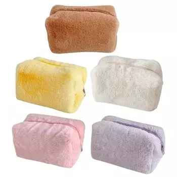 Плюшевая косметичка Прекрасная мягкая плюшевая пушистая косметичка Пушистая косметичка Портативная косметичка для Gi Water Pink