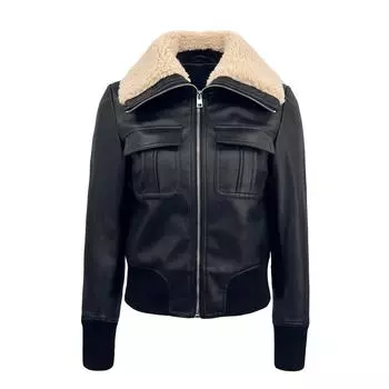 Плюшевая кожаная куртка, короткая мотоциклетная куртка с меховым воротником, облегающая, высококачественная модная кожаная куртка с меховым воротником XS