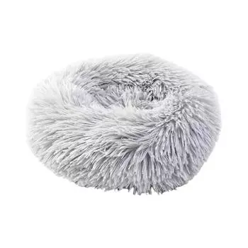 Плюшевая кровать для мелких животных, круглая, для хомяков и морских свинок, белок, мягкая, теплая, с утолщенной подушкой, подстилка для мелких питомцев светло-серый