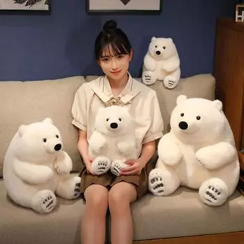Плюшевая кукла Белый медведь пухлая милая мягкая игрушка животное девочка плюшевый рюкзак подарок девушке игрушка Белый медведь для детей 23cm