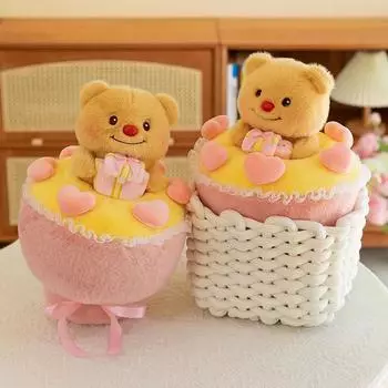 Плюшевая кукла Butter Bear White Bouquet, кукла Butterfly Rabbit, кукла Catching Machine, подарок на День святого Валентина free shipping