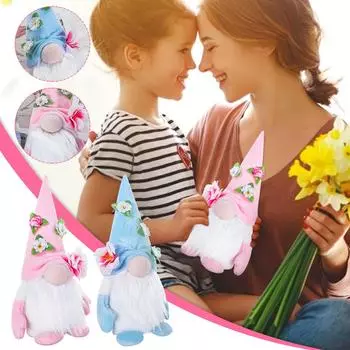 Плюшевая кукла-гном, украшение для весеннего дня матери, цветок, гном, теплое украшение для дома синий