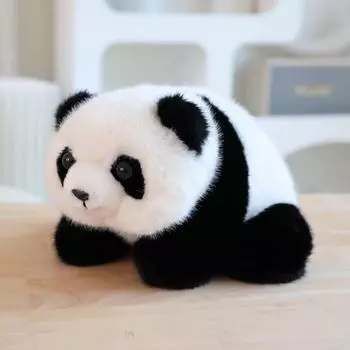 Плюшевая кукла Hailiwei Giant Panda - черно-белая имитация зоопарка, идеальный подарок на день рождения для нее Lying Length ~20cm