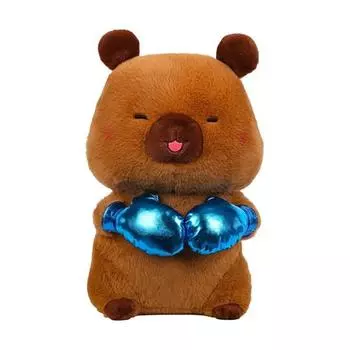 Плюшевая кукла Капибара, плюшевая игрушка капибара с боксерскими перчатками, мягкая кукла, подушка для детей, подарок на день рождения, Рождественский подарок 55cm розовый