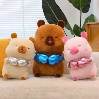 Плюшевая кукла Капибара, плюшевая игрушка капибара с боксерскими перчатками, мягкая кукла, подушка для детей, подарок на день рождения, Рождественский подарок 55cm розовый