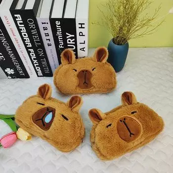 Плюшевая кукла Капибара, плюшевая сумка для ручек, плюшевый чехол для ручек в виде мультяшной капибары, мягкий чехол для карандашей в виде животного Капибара, плюшевый чехол для карандашей в виде канцелярских принадлежностей