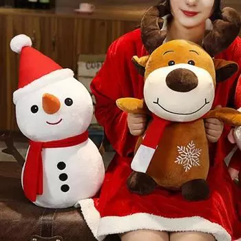 Плюшевая кукла, коллекционная мультяшная, износостойкая, милая плюшевая кукла Санта-Клаус, снеговик, плюшевая игрушка, милая плюшевая кукла для дома 23cm Elk