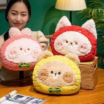 Плюшевая кукла-кошка Strawberry, грелка для рук, ананасовый медведь, зимние муфты, многофункциональный дизайн животных 32cm Strawberry