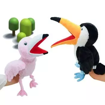 Плюшевая кукла-марионетка с подвижным ртом, интерактивная игрушка в виде животного в зоопарке для детей и взрослых, мягкая кукла-марионетка в виде птицы для ролевых игр, подарков для рассказывания историй