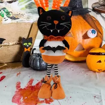 Плюшевая кукла на Хэллоуин, черная кошка, призрак, зеленая кукла, украшение, уникальный праздничный домашний стол, декор для вечеринки на Хэллоуин белый