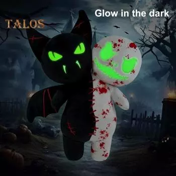 Плюшевая кукла на Хэллоуин, светящаяся в темноте, тыквенный череп, летучая мышь, призрак, мягкая кукла, игрушка, фигурка ужаса, домашний декор для украшения на Хэллоуин A