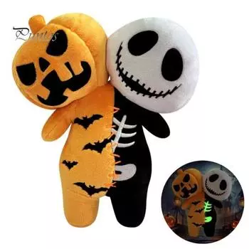 Плюшевая кукла на Хэллоуин, светящаяся в темноте, тыквенный череп, летучая мышь, призрак, мягкая кукла, игрушка, фигурка ужаса, домашний декор для украшения на Хэллоуин A