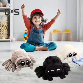 Плюшевая кукла-паук, мягкая игрушка для детей, милая пушистая подушка, декоративная реалистичная подушка в виде паука, плюшевые подарки на Рождество белый