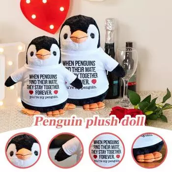 Плюшевая кукла пингвина, милая мягкая игрушка-пингвин, которую можно обнимать, подарок на годовщину пингвина, подарки на День святого Валентина для нее и него S Penguin
