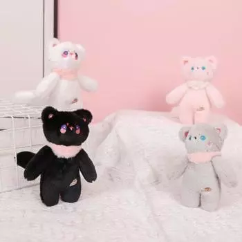 Плюшевая кукла-подвеска Kawaii Cat, брелок, плюшевая игрушка, мультяшная подвеска в виде животного для украшения рюкзака серый