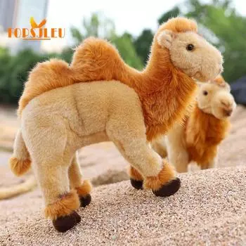Плюшевая кукла с имитацией верблюда, 3D глаза, яркий вид, милые плюшевые плюшевые игрушки из полипропилена, хлопка, плюшевые игрушки, сувениры в виде зоопарка, реквизит для фотосъемки верблюд