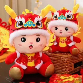 Плюшевая кукла с вышивкой, сидящая, милый китайский весенний фестиваль, Год Дракона, Зодиакальный Дракон L
