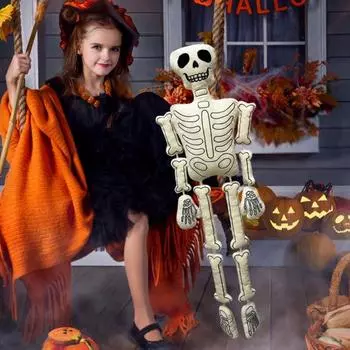 Плюшевая кукла-скелет Хэллоуин Белая костяная кукла-скелет Мягкая игрушка Хэллоуин Декор Мягкая жуткая кукла-скелет для дома белый