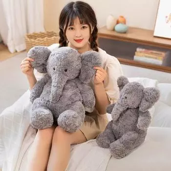 Плюшевая кукла-слон, пушистые 3D глаза, милые плюшевые игрушки с хвостом, ушастый слон, игрушка-компаньон, успокаивающая мягкая набивка S