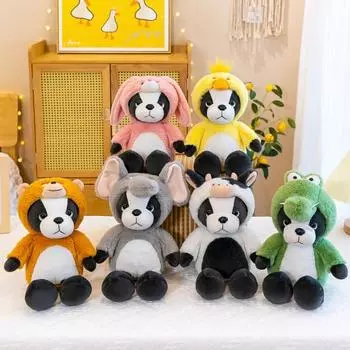 Плюшевая кукла-собака, кролик, переодевание, крокодил, утка, слон, милые плюшевые игрушки, мягкие хлопковые украшения из полипропилена, мультяшный бульдог жёлтый