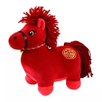 Плюшевая кукла Тема животные Изысканное мастерство Очаровательная плюшевая игрушка в форме лошади Украшение для новогодней вечеринки 2026 S красный