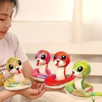 Плюшевая кукла Yousheng Snake со встроенными магнитами, талисман китайского зодиака «Год Змеи», милый мультяшный подарок для украшения комнаты для всех возрастов зелёный