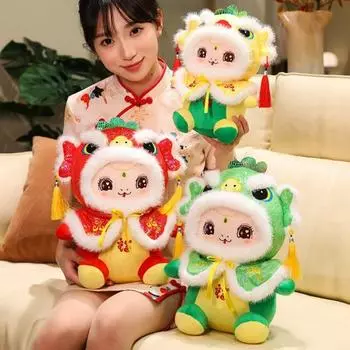 Плюшевая кукла змея 2025 год змеи чучело китайского новогоднего украшения талисман игрушка для весеннего фестиваля декор стола символ удачи 20cm золотистый