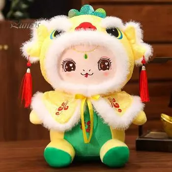 Плюшевая кукла змея 2025 год змеи чучело китайского новогоднего украшения талисман игрушка для весеннего фестиваля декор стола символ удачи 20cm золотистый