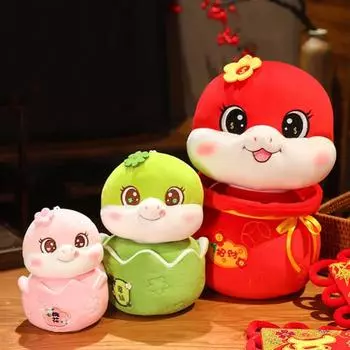 Плюшевая кукла Змея 2025 год Змеи китайский зодиак плюшевая игрушка Змея новая S светло-зеленый