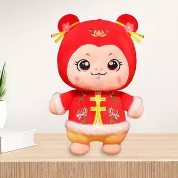 Плюшевая кукла Змея 2025 год Змеи мягкая мягкая игрушка китайский зодиак праздничный дом 15cm розовый