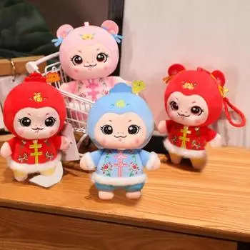 Плюшевая кукла змея 2025 год змеи мягкая игрушка китайский зодиак праздничный домашний декор китайский новогодний талисман плюшевые игрушки для детей 15 cm красный