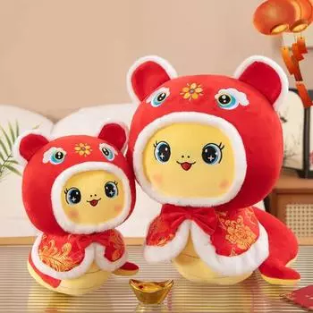 Плюшевая кукла-змея 2025, плюшевая кукла-змея, китайский новогодний талисман со съемным плащом для декора стола на праздник Весны и 20cm Snake