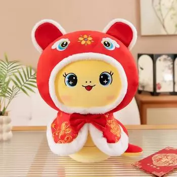 Плюшевая кукла-змея 2025, плюшевая кукла-змея, талисман китайского Нового года со съемным плащом для декора стола на праздник Весны 20cm Snake