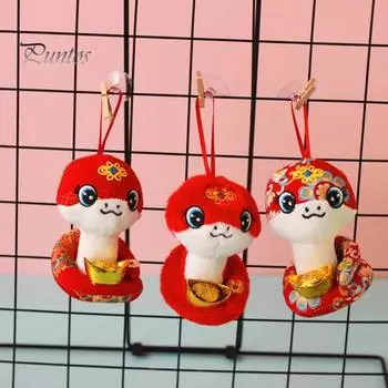 Плюшевая кукла змея 3,94 дюйма, плюшевая змея, талисман, подвесное украшение, символизирующее удачу, безопасность, здоровье, счастье, весенний праздник, лунный C