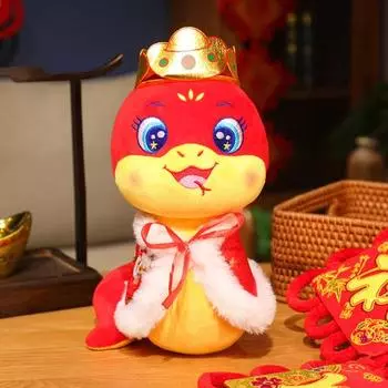 Плюшевая кукла Змея Год Змеи Китайский Зодиак Змея Мягкая игрушка Элегантная Змея S красный/белый