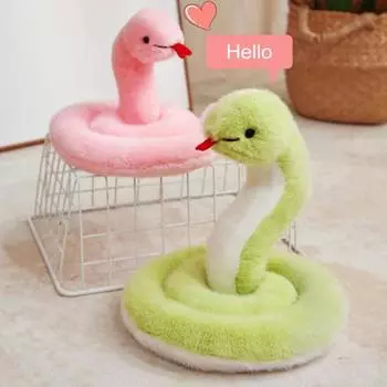 Плюшевая кукла-змея, мягкая игрушка для детей, мягкая змея розовый