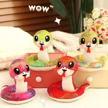 Плюшевая кукла Змея со встроенными магнитами Китайский Зодиак Год Змеи розы красного