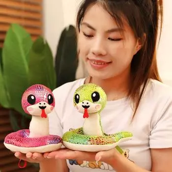 Плюшевая кукла Змея со встроенными магнитами, китайский зодиак, талисман года Змеи, милый мультяшный подарок для украшения комнаты для всех возрастов зелёный