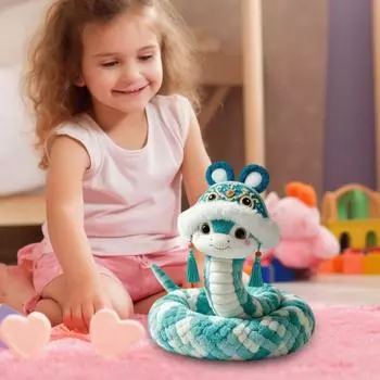 Плюшевая кукла-змея Yousheng в шляпе с кисточками. Талисман-кукла 2025 по китайскому зодиаку. Плюшевая змея удачи в подарок для всех возрастов. S зелёный