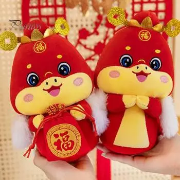 Плюшевая кукла змея знака зодиака 25/30 см, мягкая игрушка-талисман года змеи для празднования весеннего фестиваля, домашнего декора, подарка 30cm