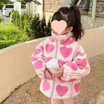 Плюшевая куртка для девочек, осенне-зимняя, теплая верхняя одежда, модное рождественское пальто для маленьких принцесс, детская одежда 5