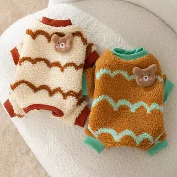 Плюшевая куртка для собак с четырьмя лапами, зимняя, милая, плюшевая куртка для медвежонка, маленькие, средние щенки, плюшевая одежда для домашних животных S