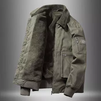 Плюшевая куртка ягненка с плюшем и утолщенной мужской клипсой для преодоления трудностей XXXXL зелёный
