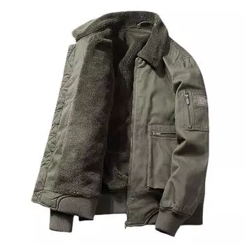 Плюшевая куртка ягненка с плюшем и утолщенной мужской клипсой для преодоления трудностей M зелёный