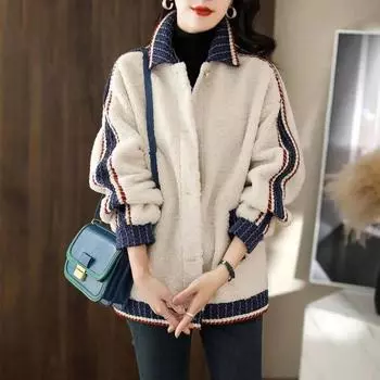 Плюшевая куртка женская осень и зима белая удобная мягкая куртка универсальная повседневная универсальные топы M белый