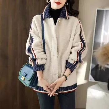 Плюшевая куртка женская осень и зима белая удобная мягкая куртка универсальная повседневная универсальные топы M белый